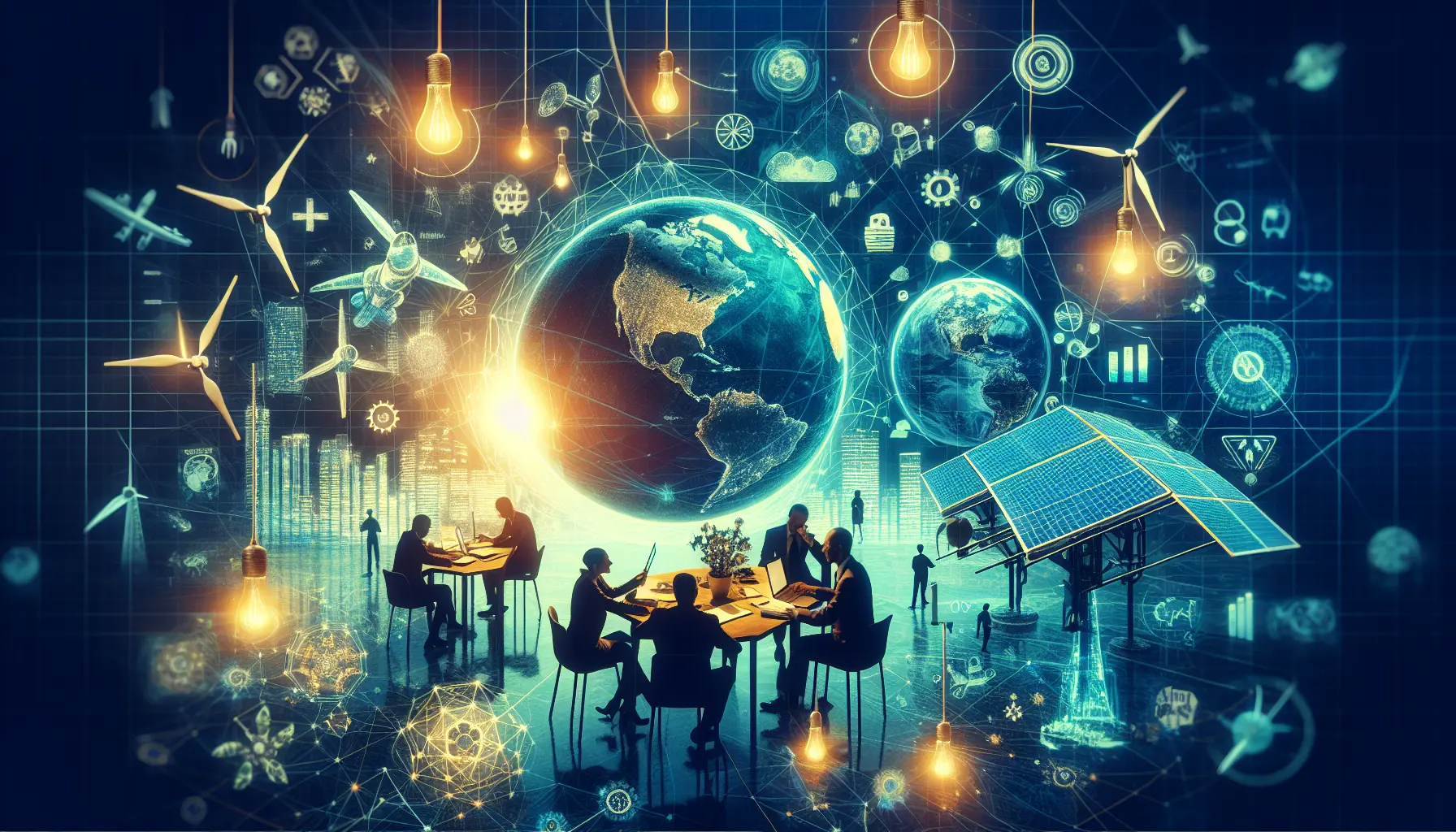Rappresentazione visiva delle innovazioni tecnologiche che affrontano problemi globali.