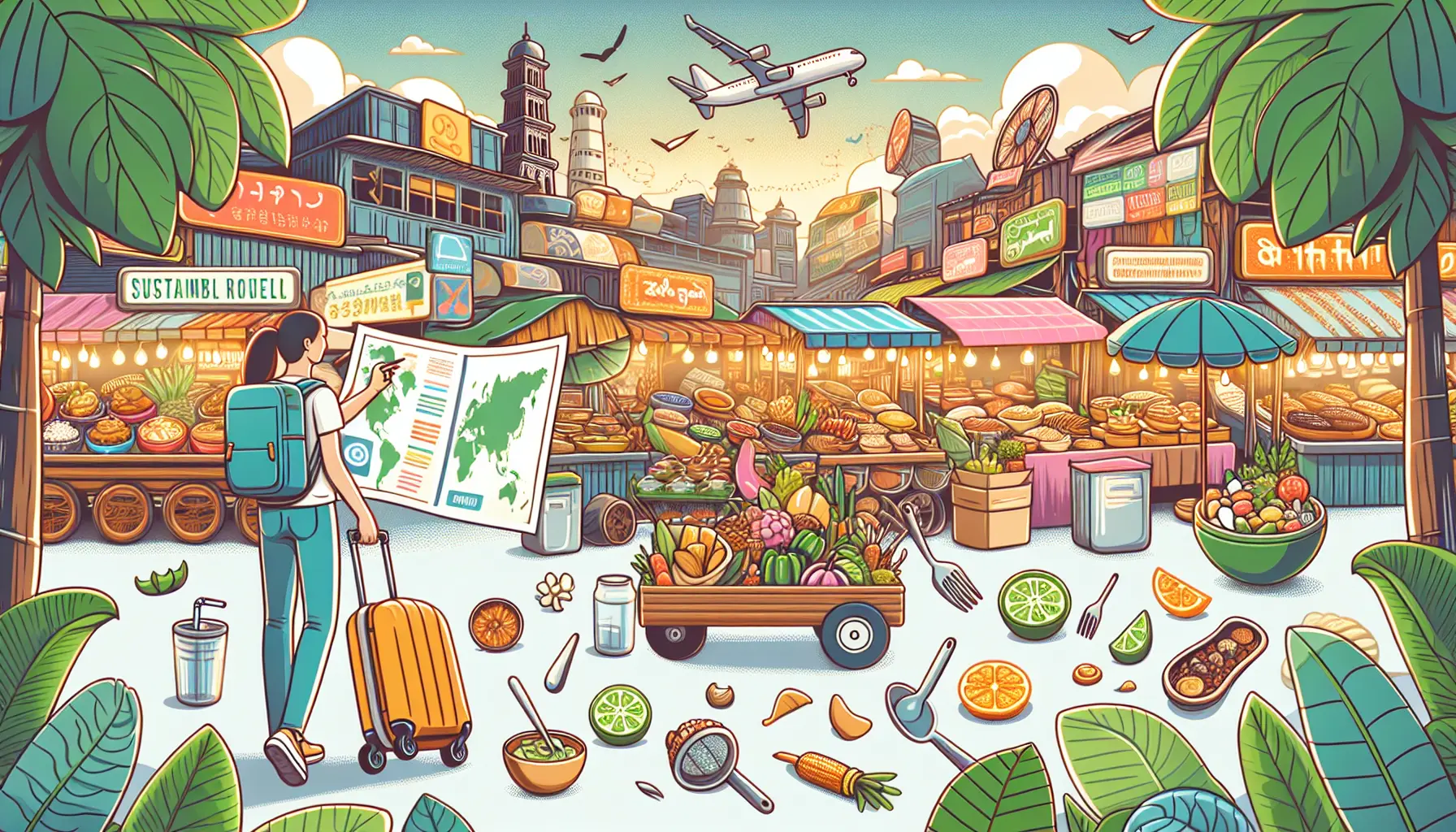 Un piatto tipico italiano servito in un ristorante locale, circondato da ingredienti freschi e colorati.