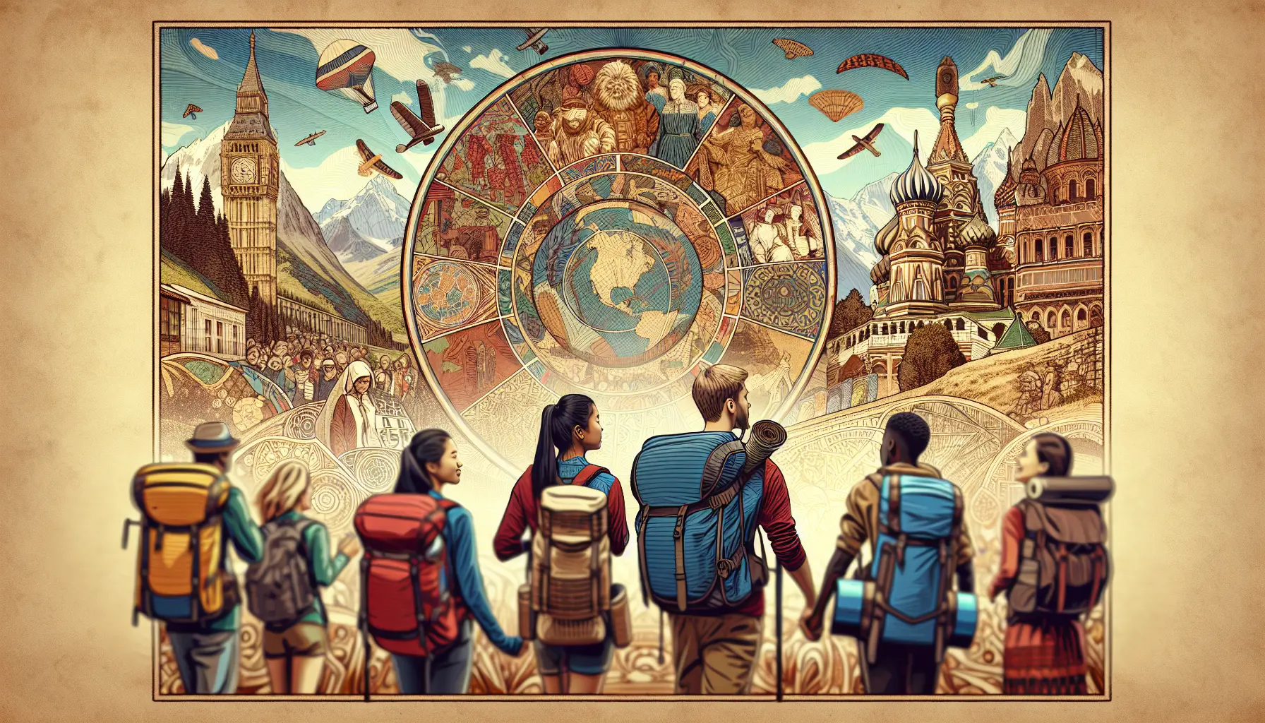 Un giovane viaggiatore esplora un antico sito storico, immerso nella cultura e nella storia.