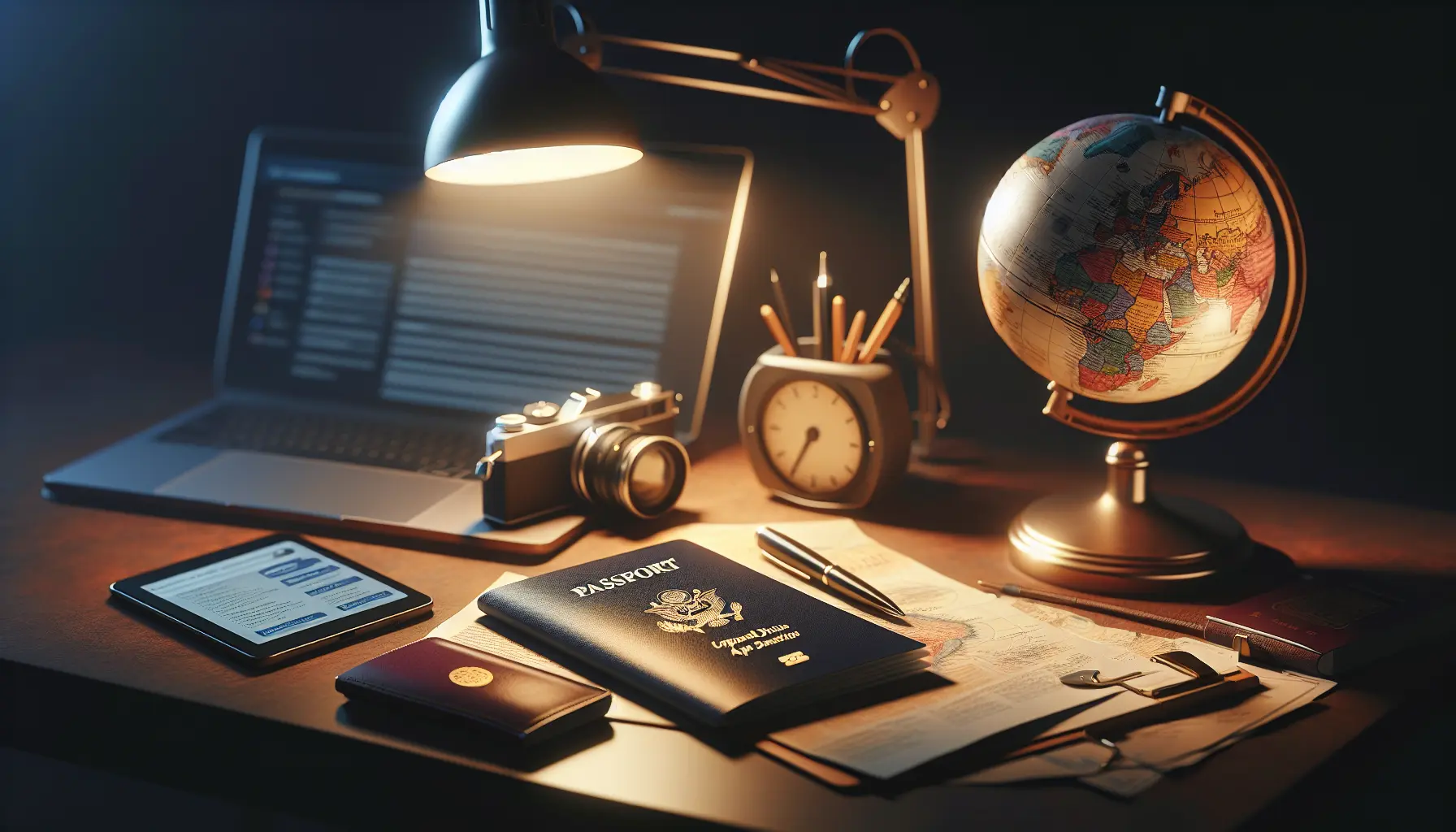 Un passaporto aperto con un timbro di ingresso, simbolo di viaggi internazionali e normative sui documenti.