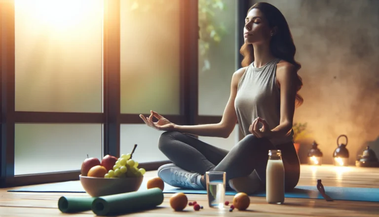 Una persona che pratica meditazione in un ambiente tranquillo per alleviare lo stress