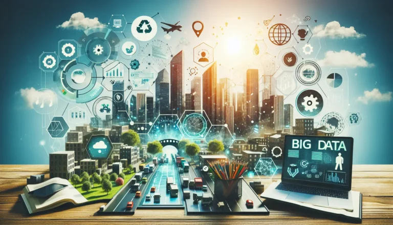 Immagine di una città intelligente con tecnologia avanzata e infrastrutture moderne