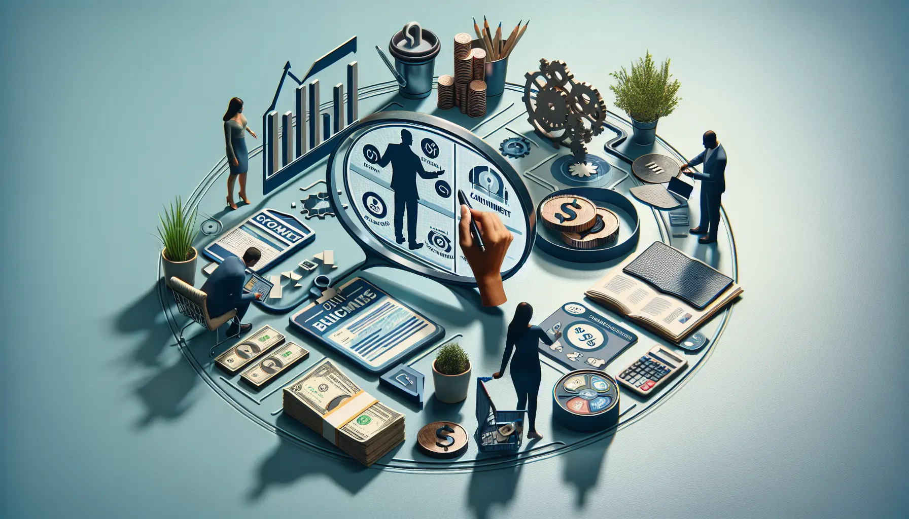 Una persona che riflette sulle proprie spese con un taccuino e una calcolatrice