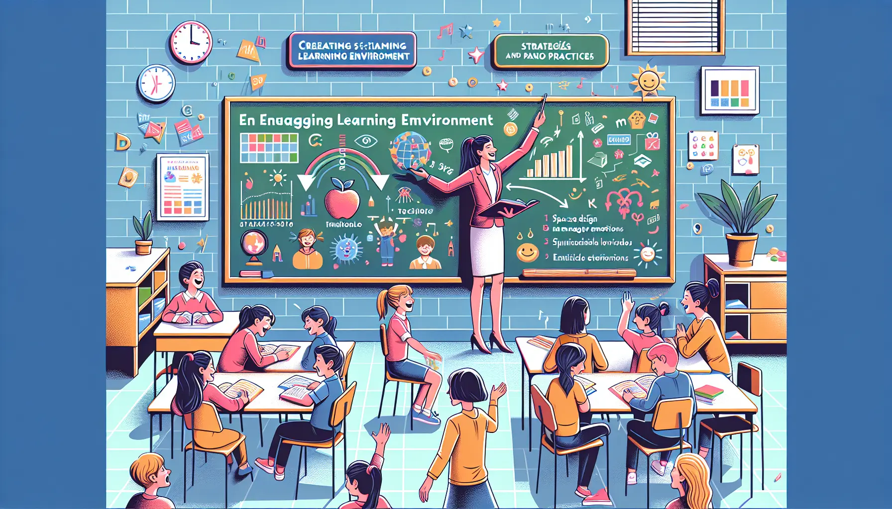 Un'aula moderna e stimolante con studenti impegnati in attività collaborative.