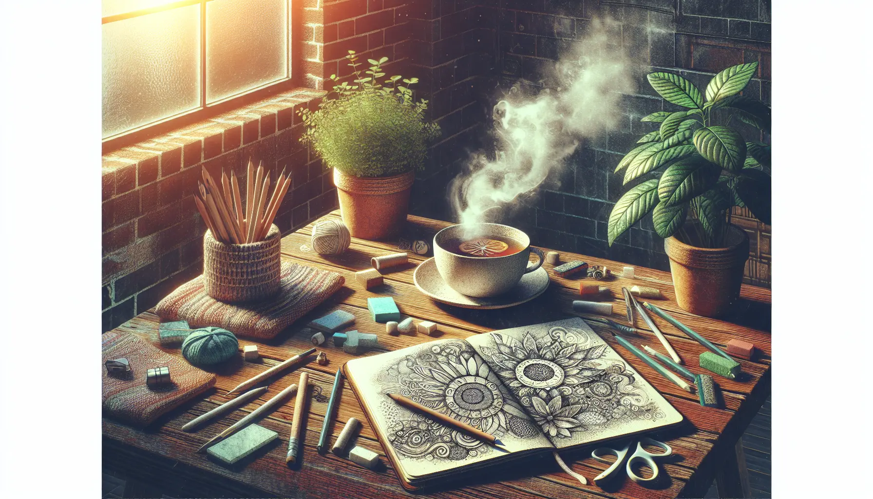 Un artista che dipinge su una tela, esprimendo la propria creatività in un ambiente sereno e stimolante.