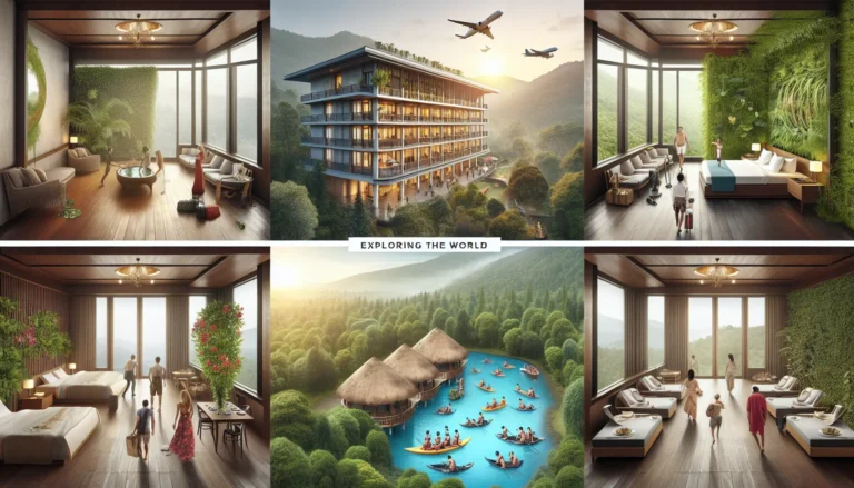 Un paesaggio mozzafiato che rappresenta il contrasto tra il lusso e la sostenibilità nei viaggi.