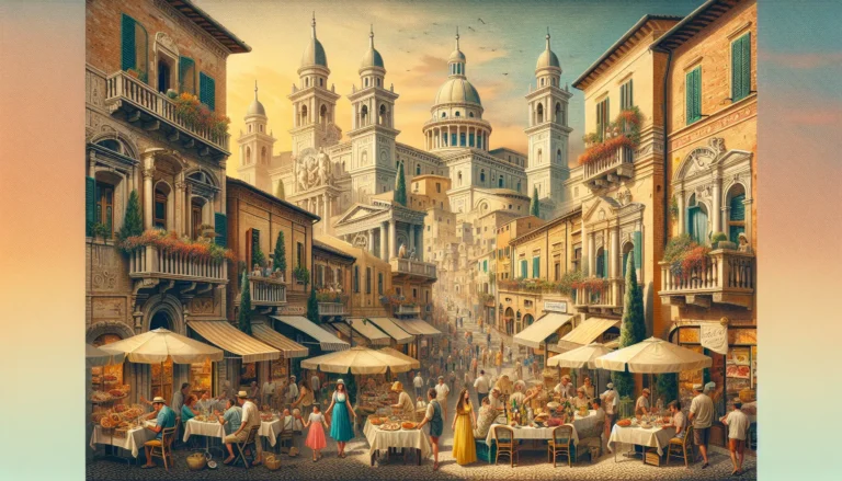 Vista panoramica di Senigallia con la sua spiaggia e la Rocca Roveresca sullo sfondo.