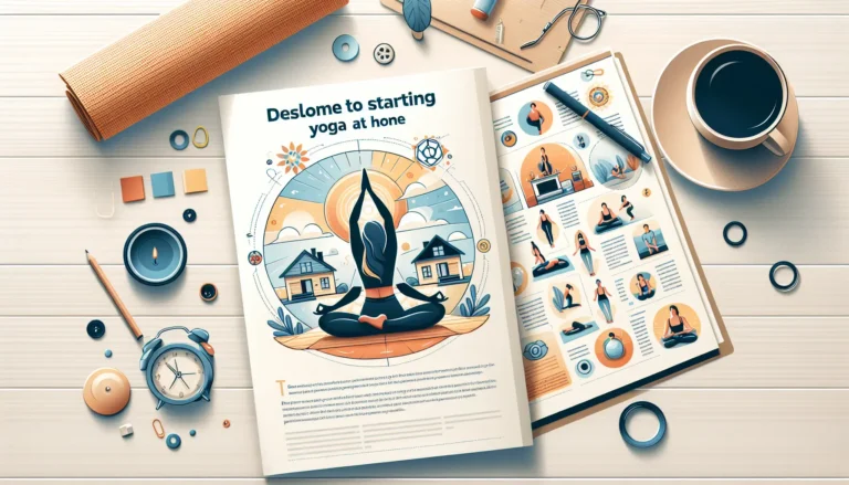 Una persona che pratica yoga in un ambiente tranquillo e luminoso, con un tappetino e abbigliamento comodo.