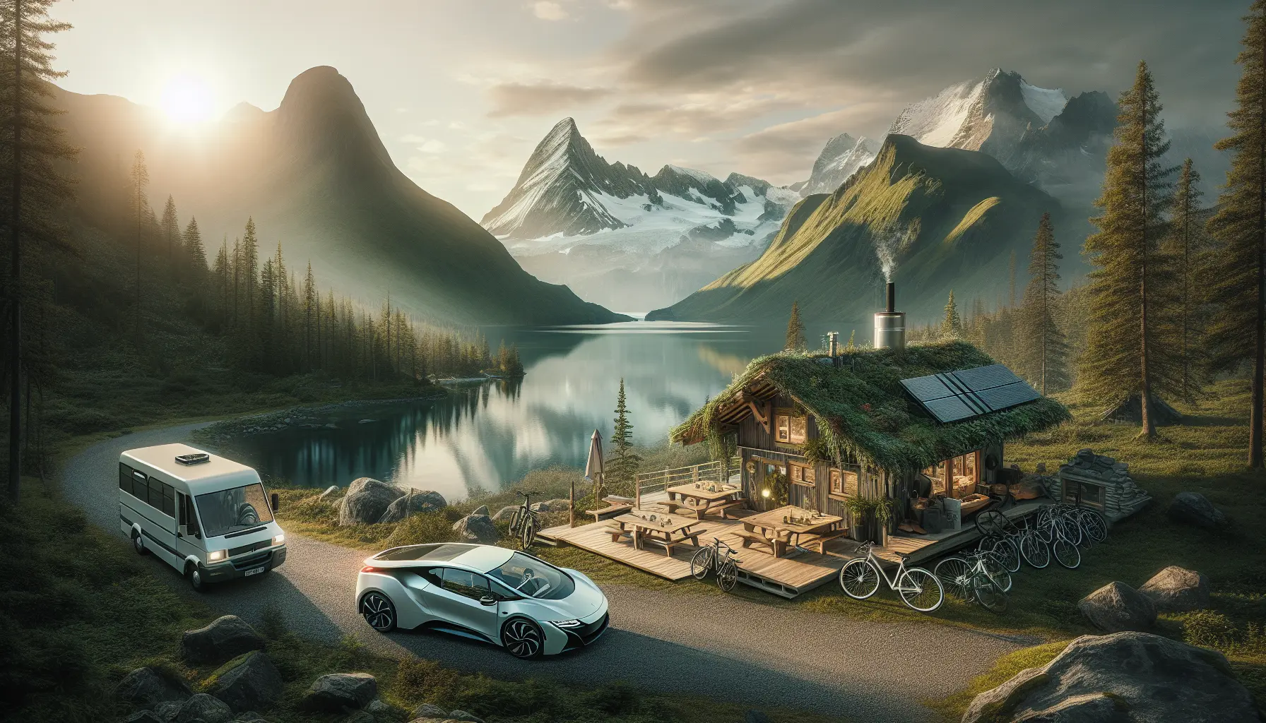 Viaggiatore che esplora un sentiero naturale in una destinazione sostenibile