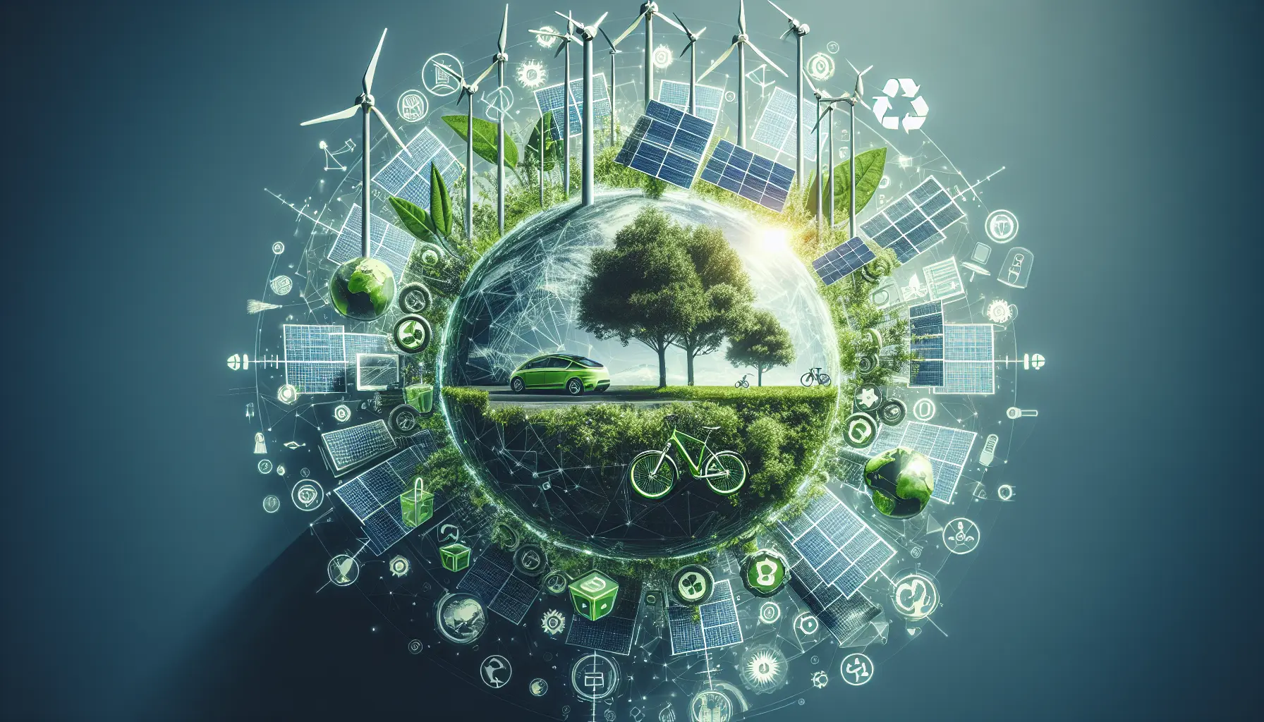 Rappresentazione visiva delle tecnologie green e delle energie rinnovabili