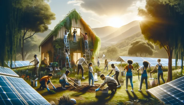 Giovani attivisti in una manifestazione per la sostenibilità ambientale