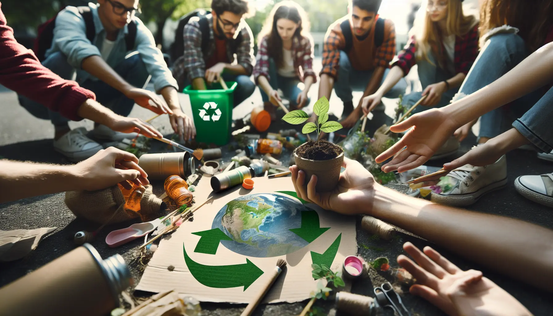 Giovani attivisti che partecipano a un evento di pulizia ambientale sulla spiaggia