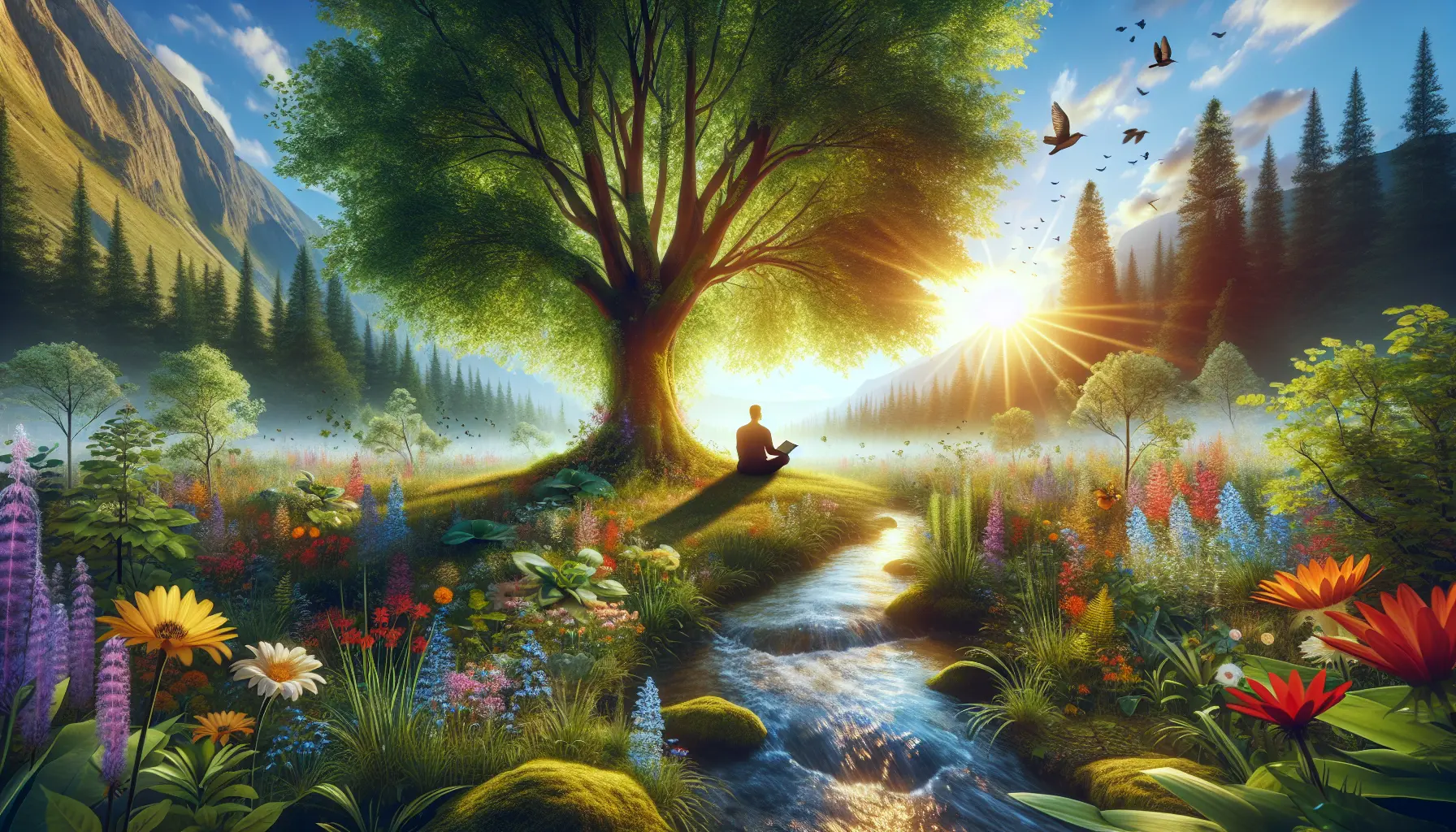 Persone che praticano yoga in un parco, immersi nella natura.