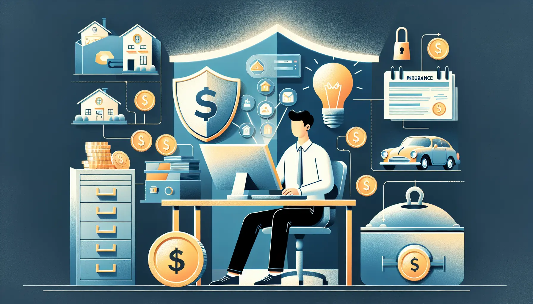 Un giovane professionista che consulta un consulente finanziario per discutere delle opzioni di assicurazione e investimento.