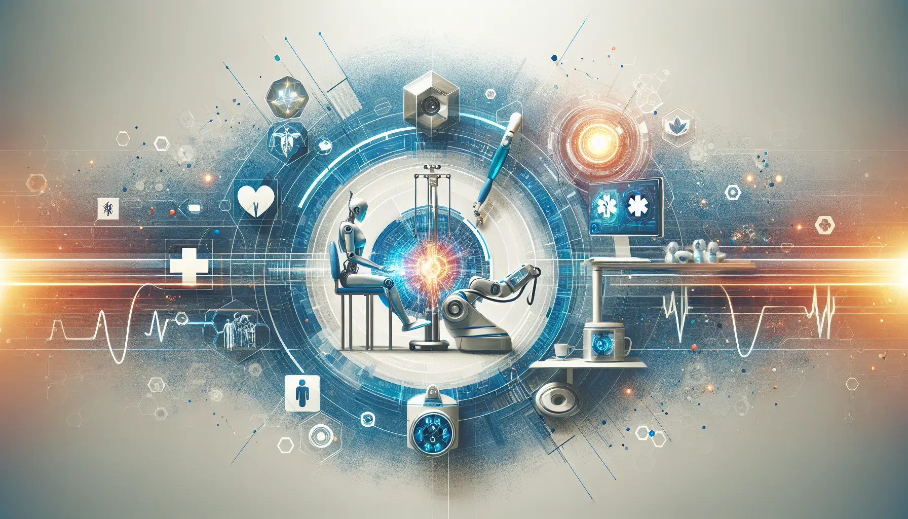 Un chirurgo utilizza un robot chirurgico durante un intervento, evidenziando l'integrazione tra tecnologia e medicina.