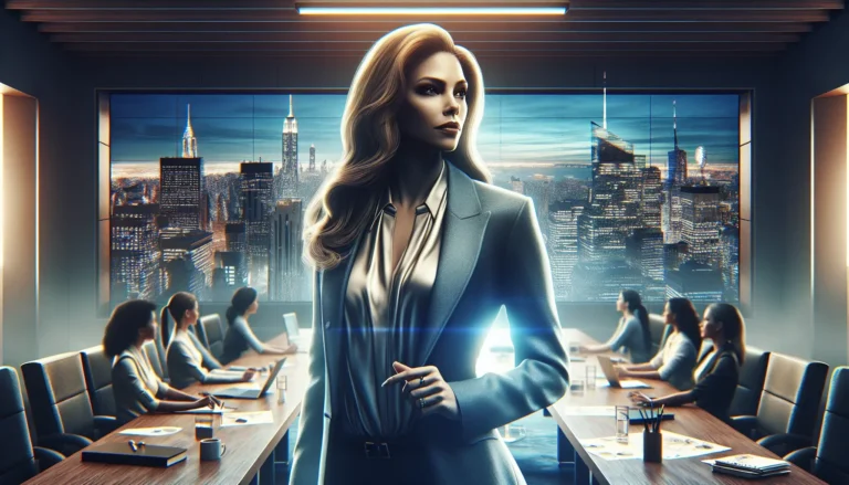 Lauren Sánchez mentre presenta un programma televisivo, sorridente e carismatica, circondata da luci e telecamere.