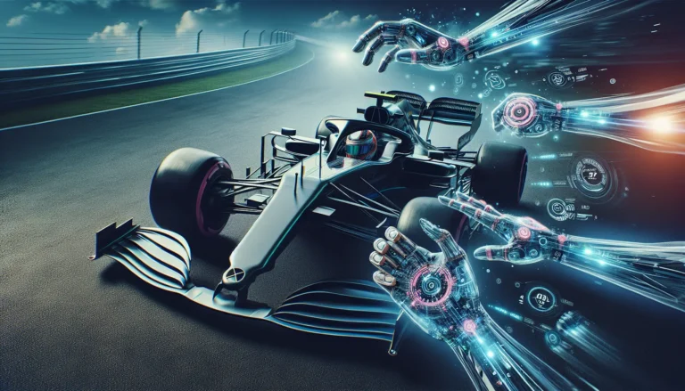 Max Verstappen in azione durante una gara di Formula 1, evidenziando l'innovazione tecnologica delle vetture.