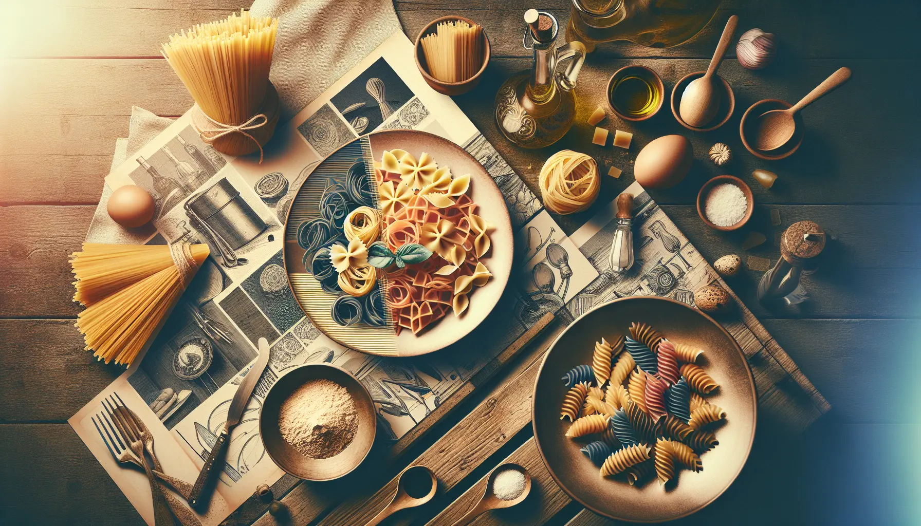 Un piatto di pasta con salsa di pomodoro e melanzane grigliate, decorato con basilico fresco