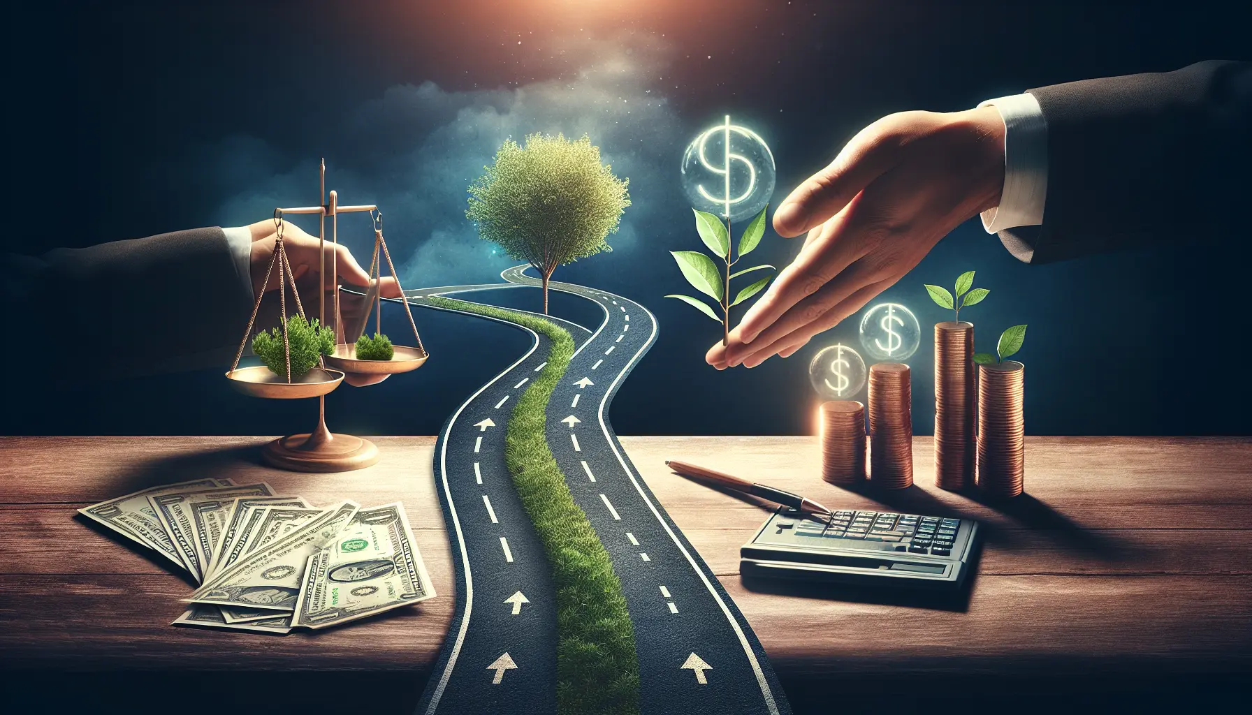 Rappresentazione grafica della libertà economica e della pianificazione finanziaria, con grafici e simboli di crescita e investimento.