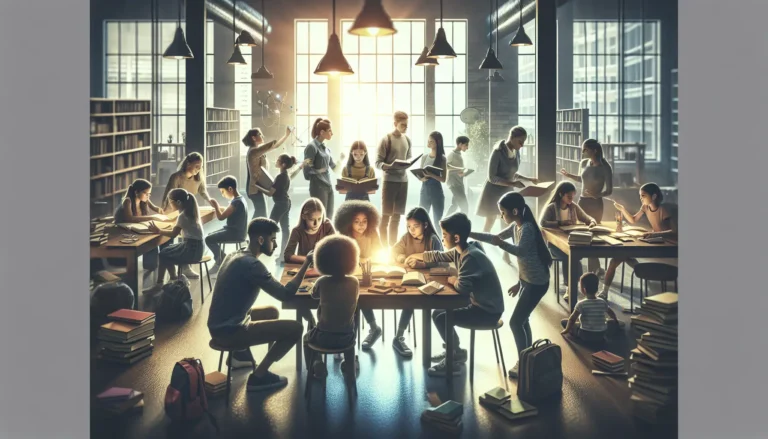 Giovani studenti che lavorano insieme per risolvere problemi e sviluppare resilienza