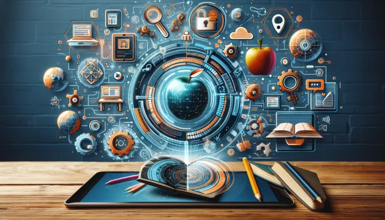 Ragazzi che usano tablet in un'aula moderna, simbolo di educazione accessibile e innovativa.