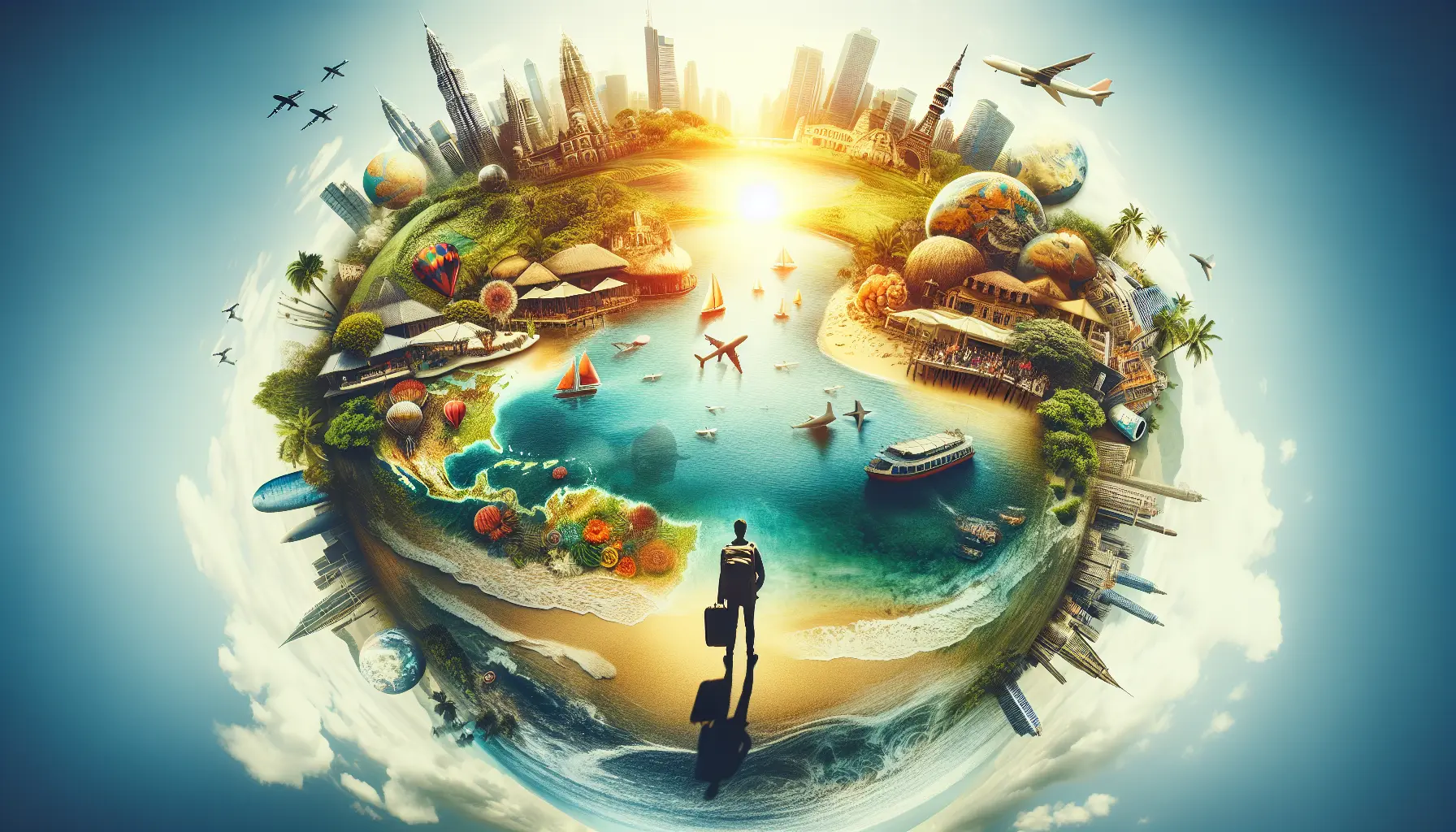 Un gruppo di viaggiatori esplora un paesaggio naturale mozzafiato, rappresentando l'essenza del viaggio e della scoperta.