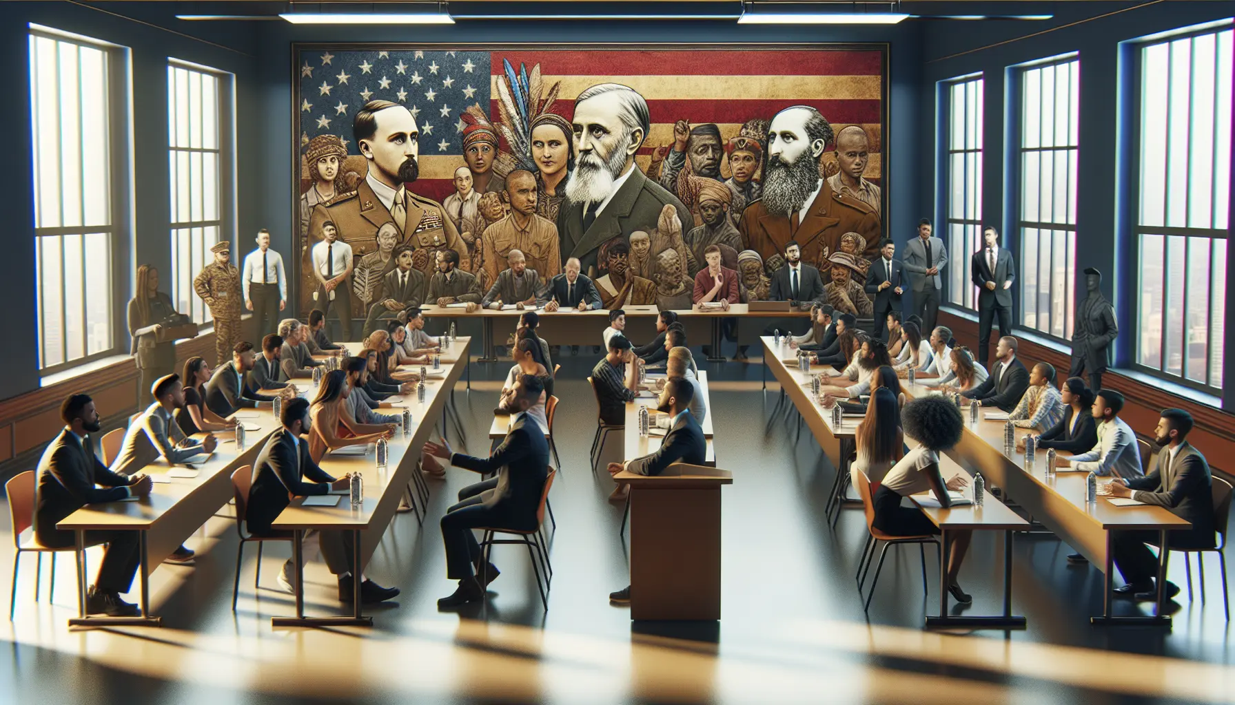 Un'immagine che rappresenta l'influenza di Adolf Hitler sulla cultura contemporanea, con simboli storici e moderni che riflettono l'eredità del passato.