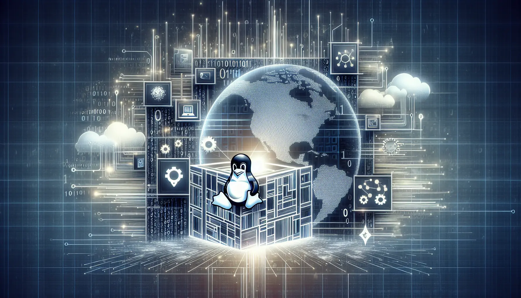 Un'immagine rappresentativa del kernel Linux e Git, mostrando codice sorgente e strumenti di sviluppo software.