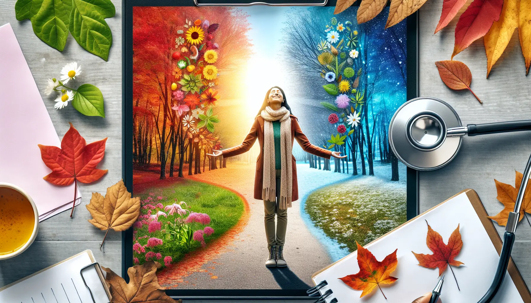Una persona che cammina in un parco durante una giornata di sole, circondata da alberi e fiori, rappresentando il legame tra natura e benessere.