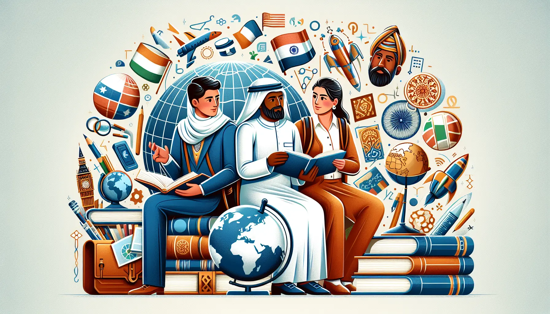 Un gruppo di studenti di diverse culture che condividono un momento di apprendimento in un ambiente multiculturale.