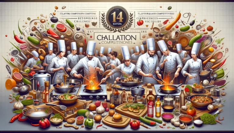 Concorrenti di MasterChef 14 mentre preparano piatti creativi in una cucina moderna