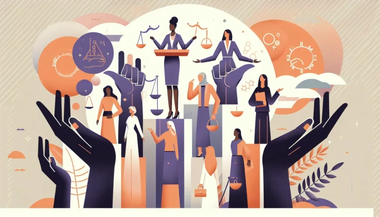 Donne di diverse etnie unite in segno di solidarietà per la parità di genere.