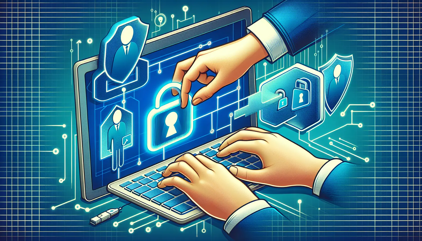 Un genitore che insegna al proprio bambino come navigare in sicurezza su Internet.