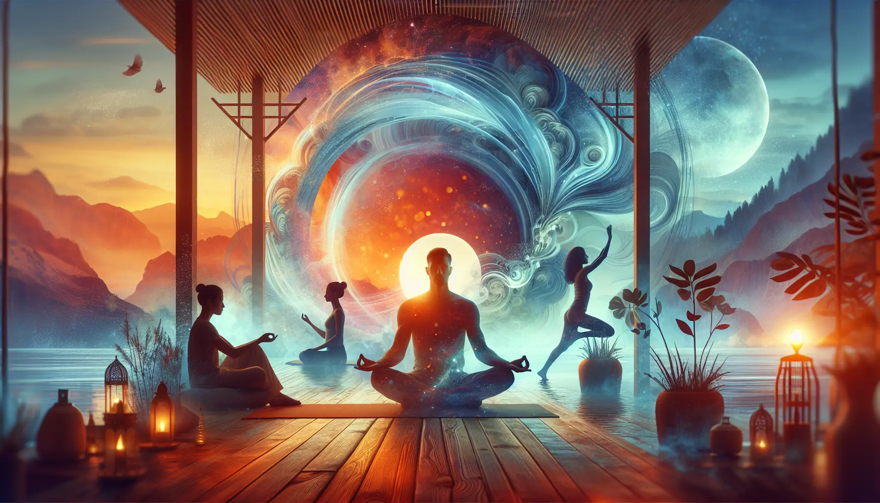 Una persona che pratica yoga in un ambiente naturale sereno