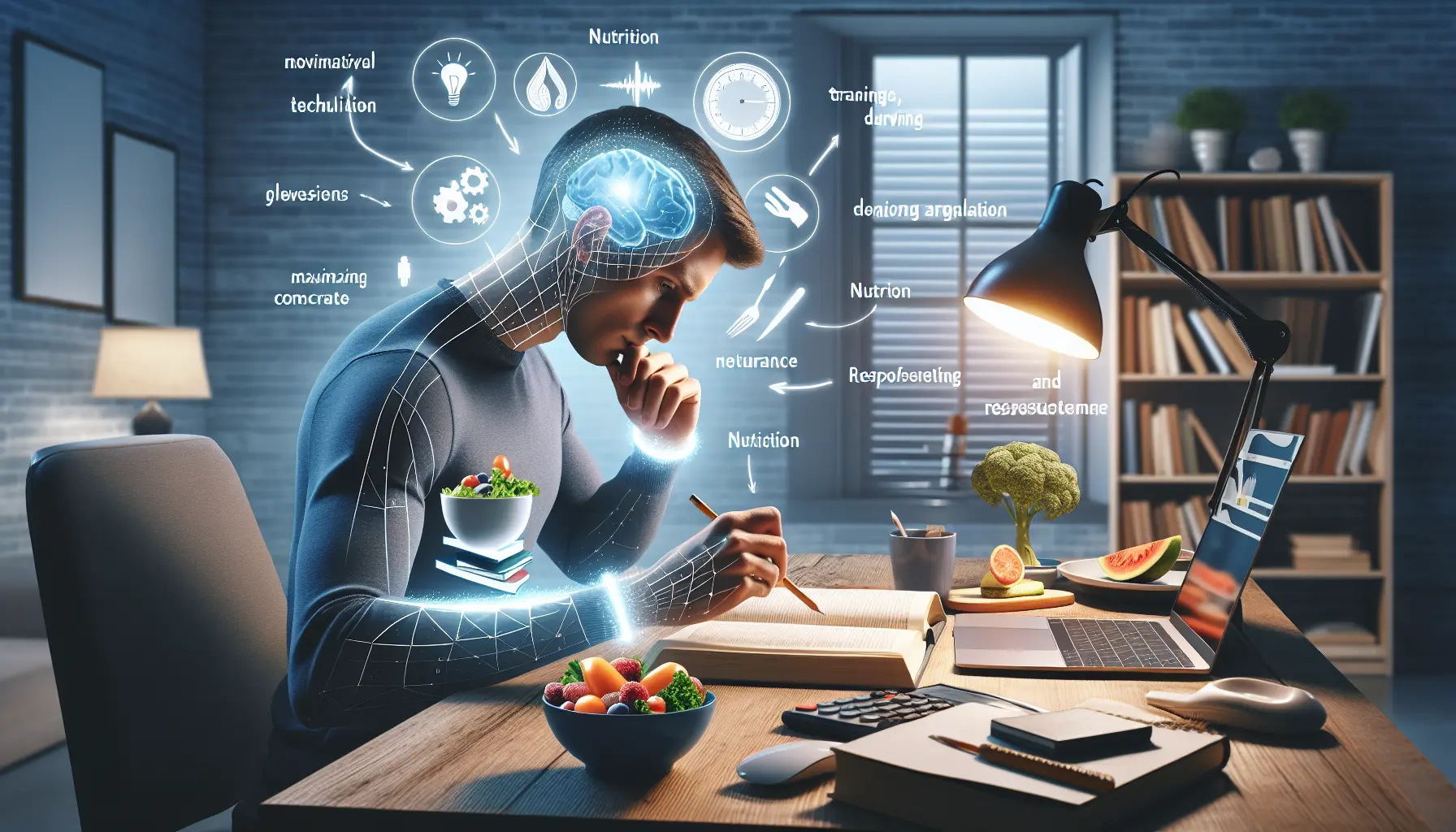 Persona concentrata mentre studia in un ambiente ordinato con appunti e libri