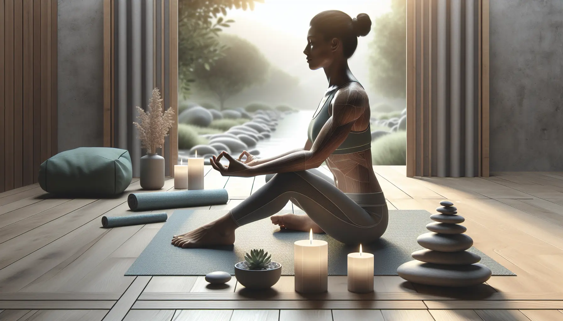 Persona che pratica yoga in un ambiente tranquillo per ridurre lo stress