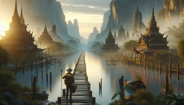 Un viaggiatore esplora una strada deserta in un affascinante villaggio durante la bassa stagione