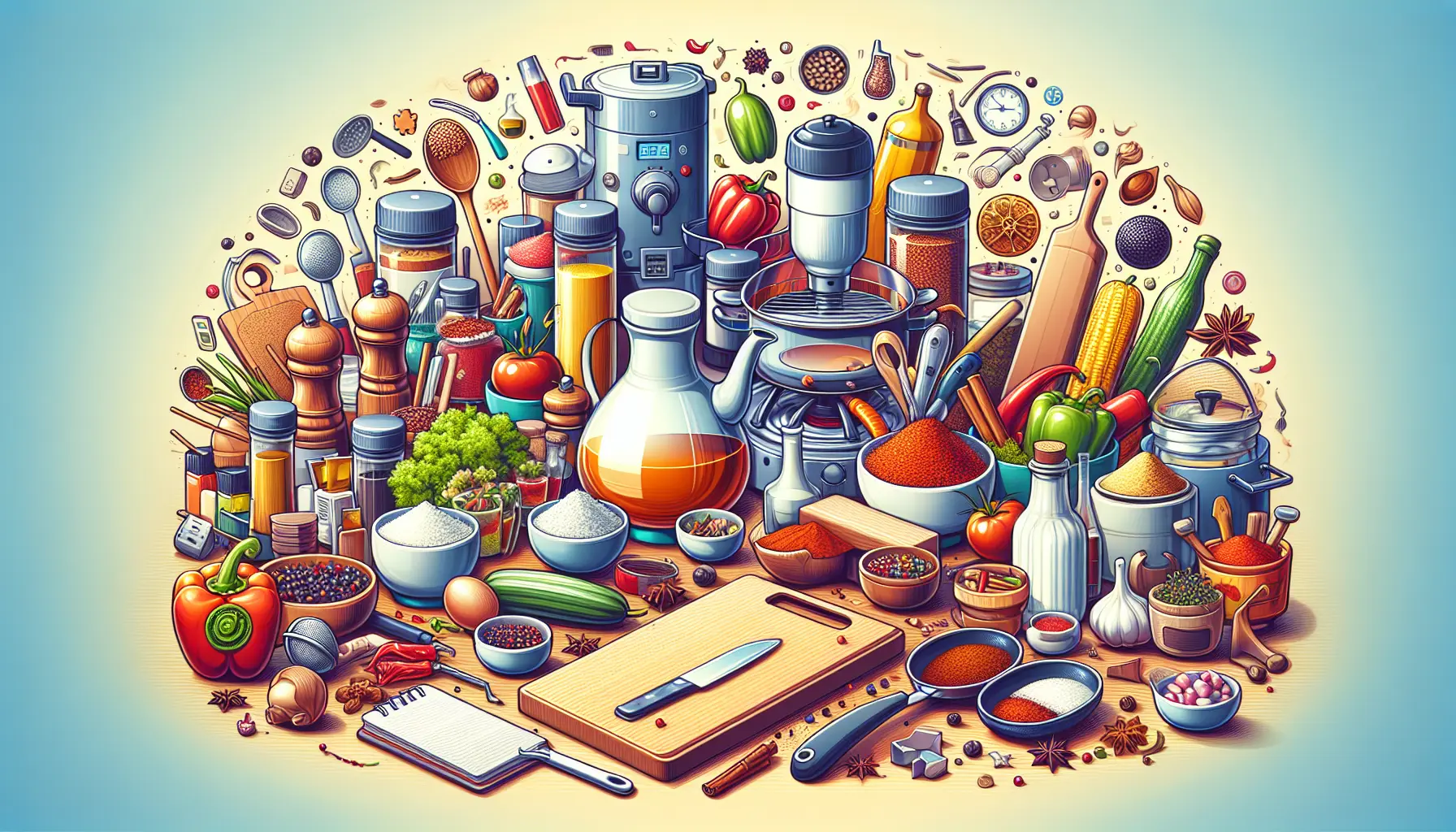 Un assortimento colorato di spezie in barattoli, pronte per essere utilizzate in cucina.