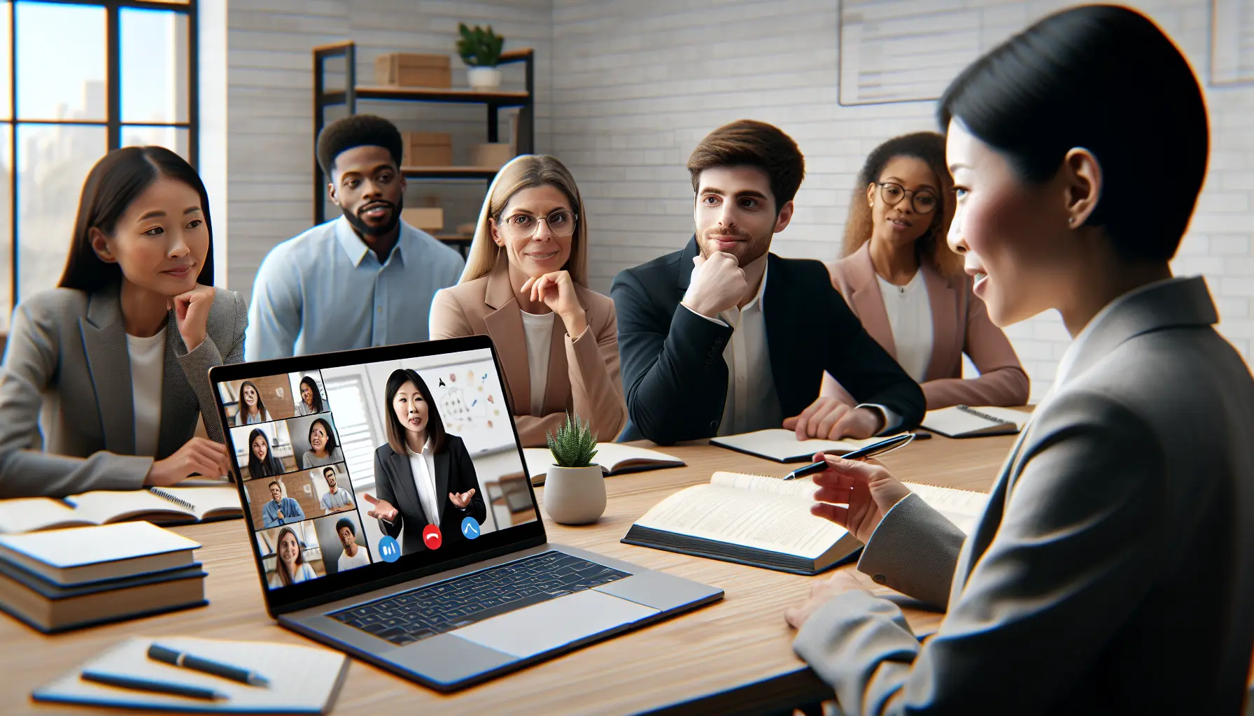 Insegnante che parla davanti a una classe, illustrando le abilità di public speaking.