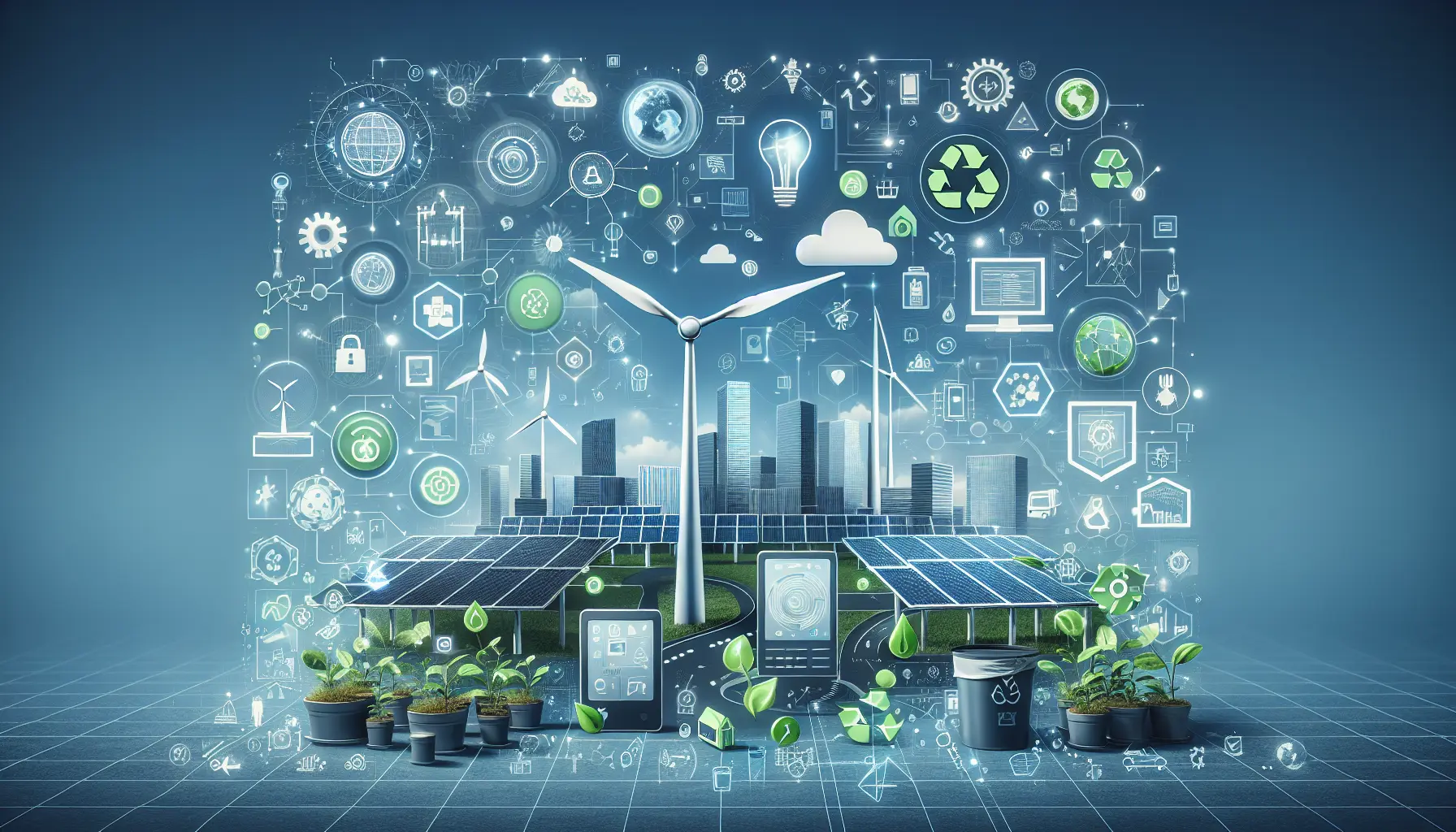 Rappresentazione visiva di tecnologie sostenibili e pratiche aziendali innovative