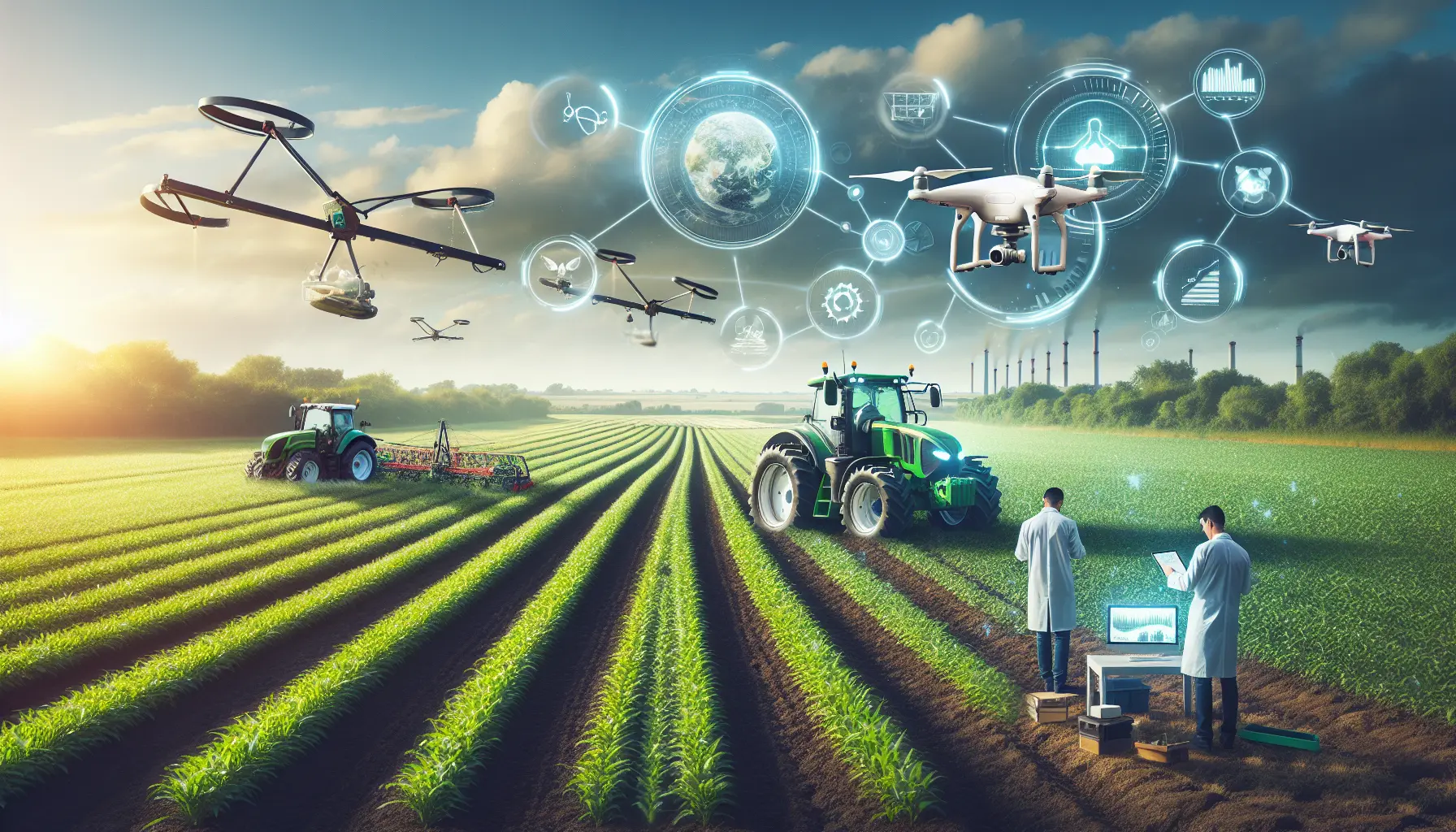 Un agricoltore utilizza un drone per monitorare le coltivazioni in un campo, evidenziando l'uso della tecnologia per la sostenibilità.