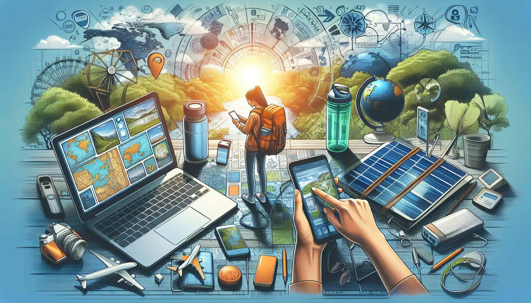 Un gruppo di studenti che esplorano una città con l'ausilio di smartphone e app di viaggio.