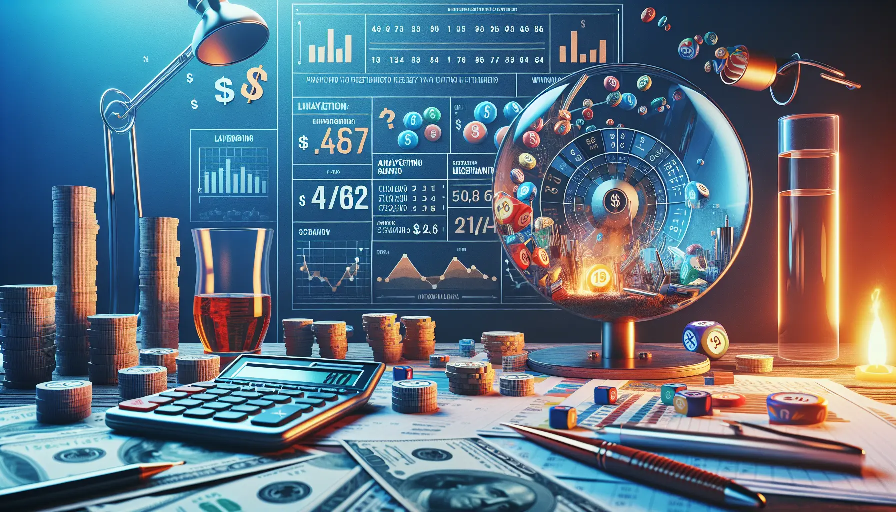 Un'immagine che rappresenta il gioco del Superenalotto con biglietti e numeri vincenti.