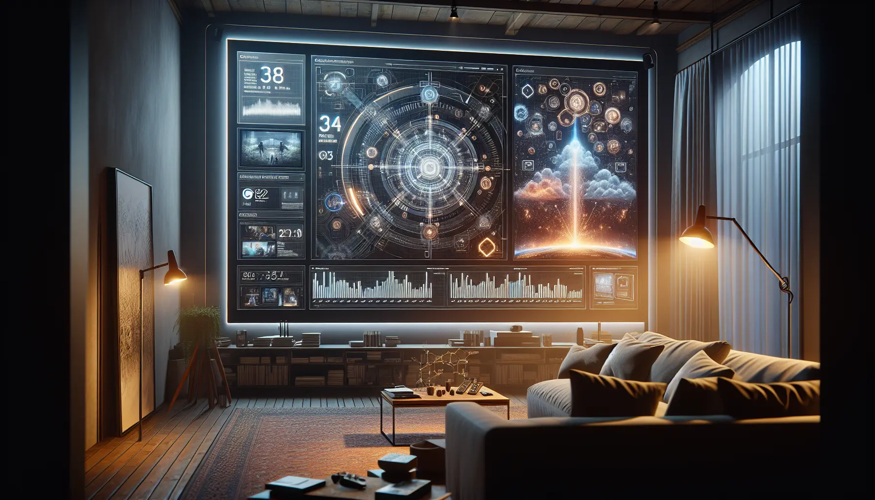 Un utente che guarda contenuti in streaming su un dispositivo mobile, circondato da icone di diverse piattaforme di streaming.