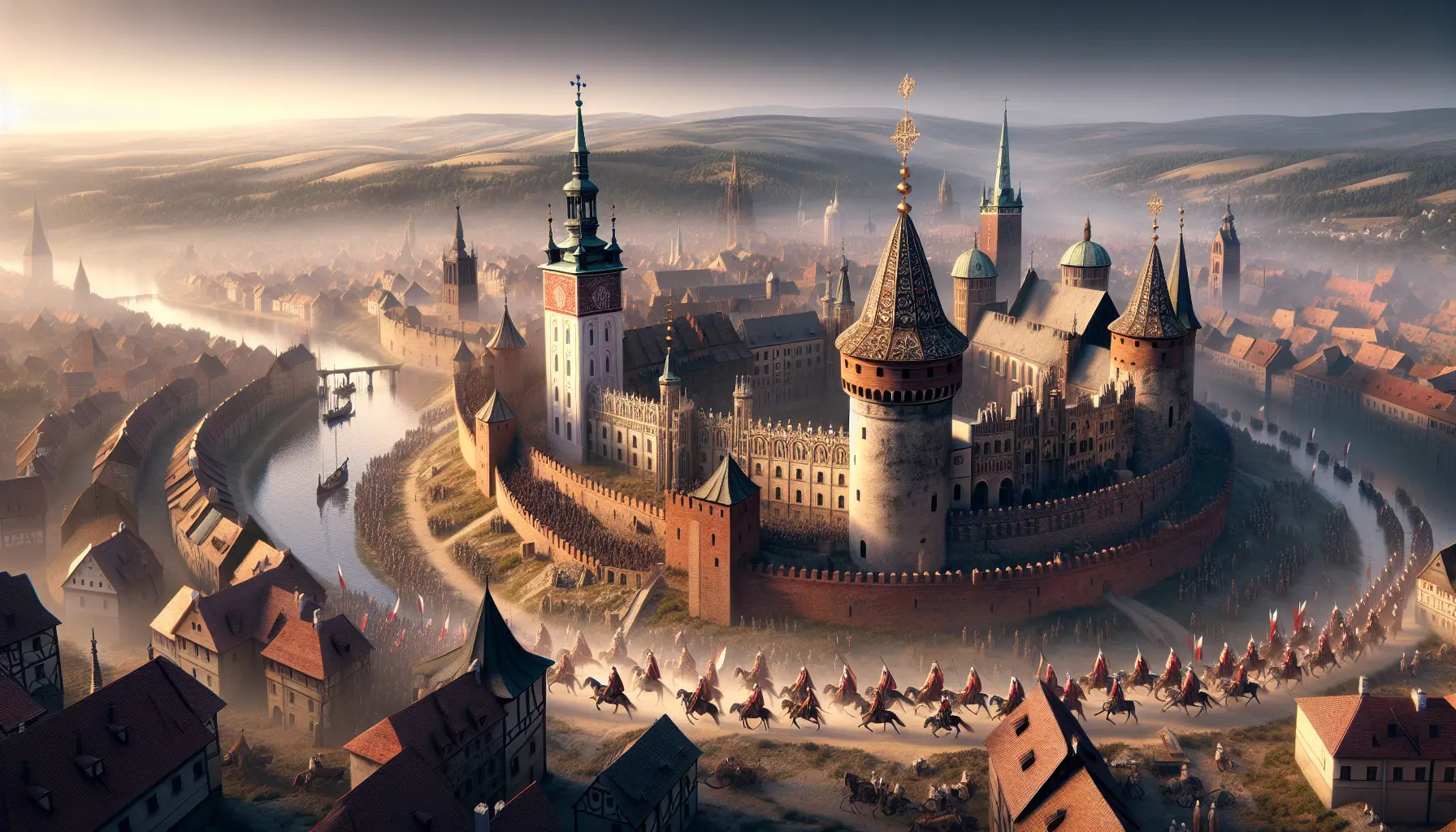 Rappresentazione artistica di Boleslao I, il sovrano polacco, in un contesto medievale