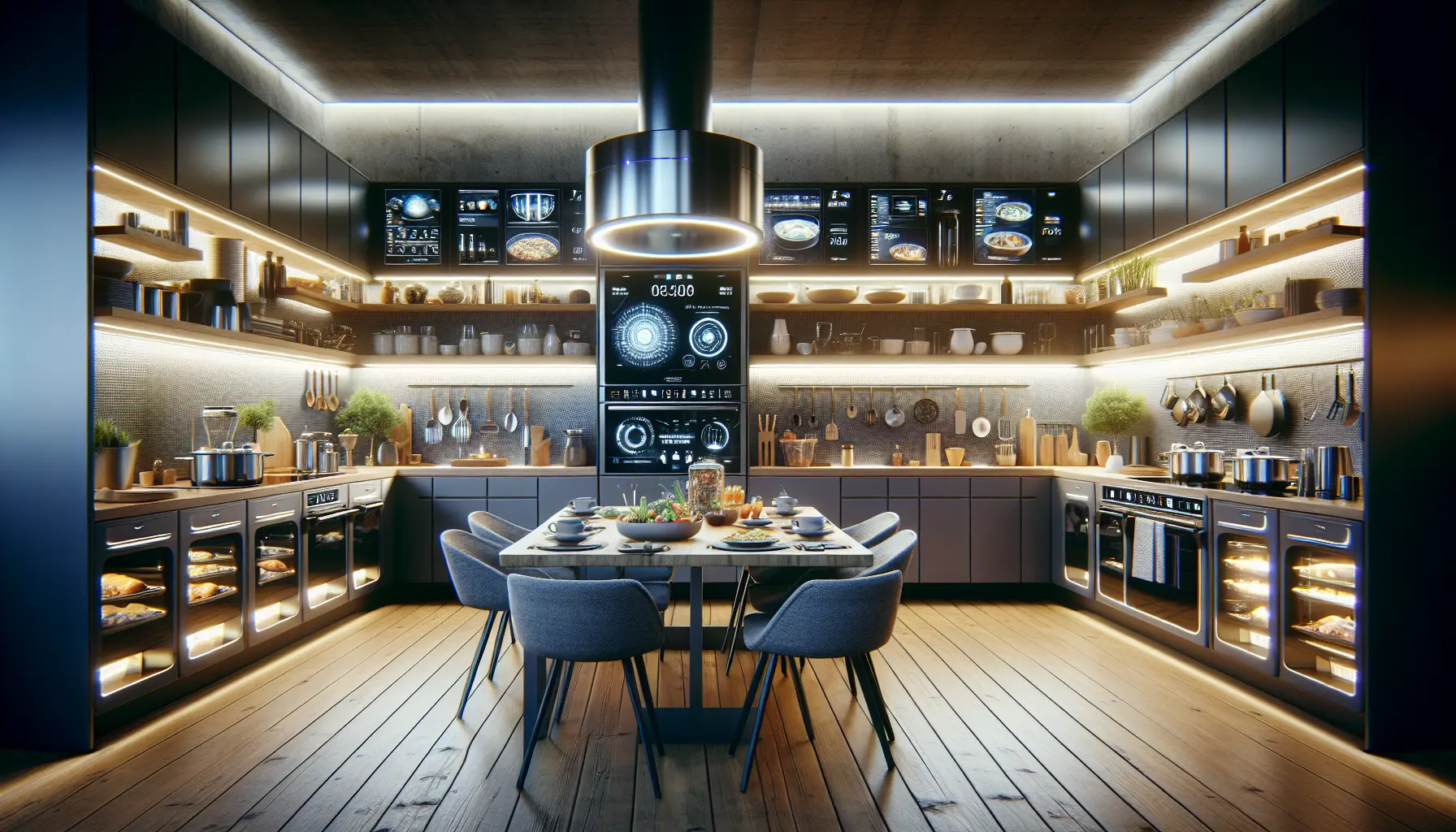Un robot da cucina moderno che prepara un pasto sano e veloce