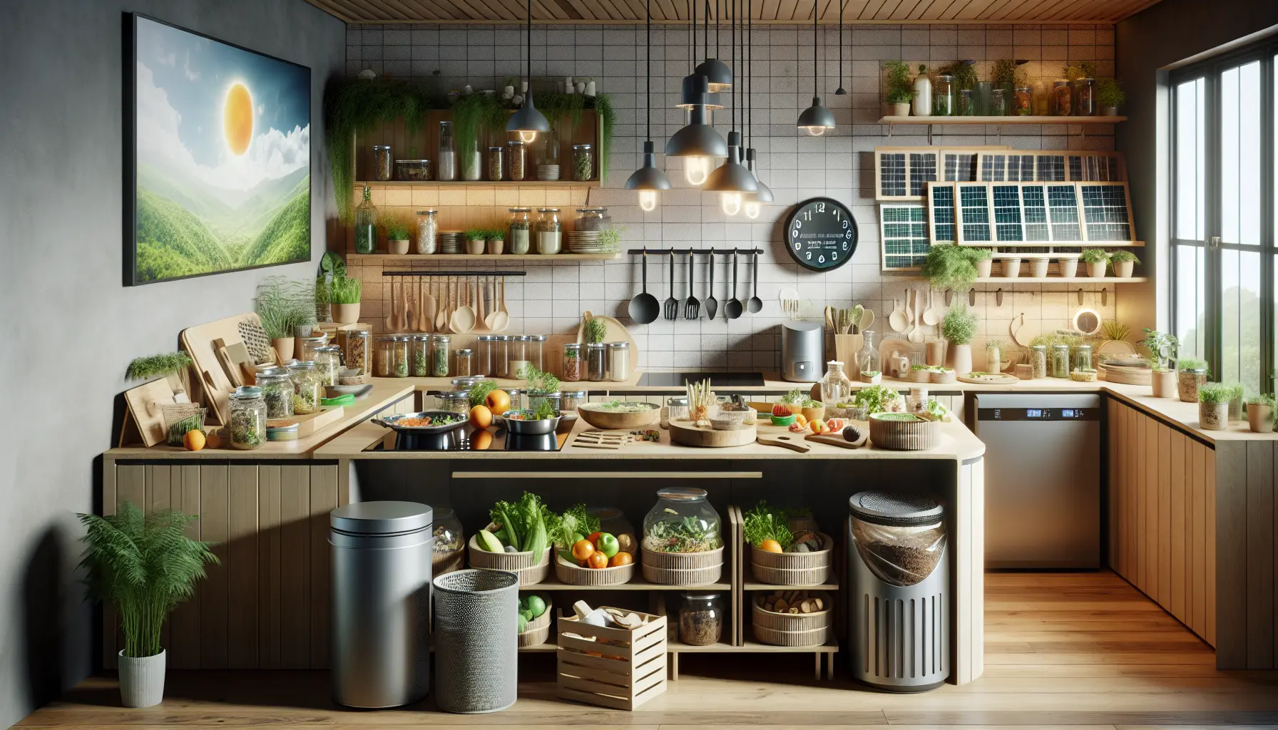 Una tavola imbandita con ingredienti freschi e colorati, simboleggiando la cucina sostenibile e l'innovazione in gastronomia.