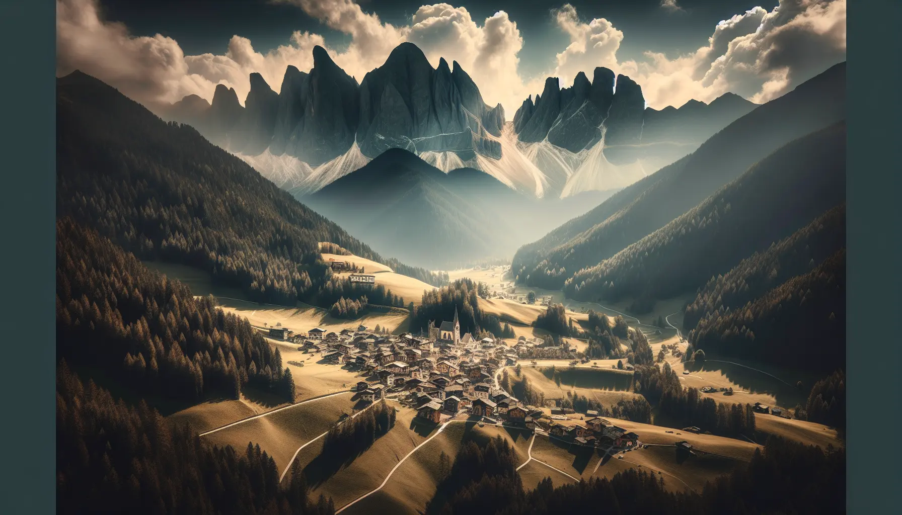 Panorama della Val Pusteria con montagne e villaggi pittoreschi
