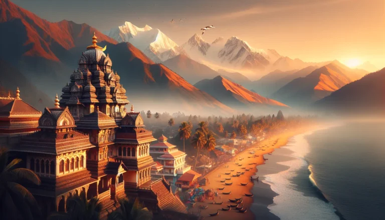 Vista panoramica dell'Himalaya con un cielo blu e nuvole bianche, rappresentativa della bellezza naturale dell'India.