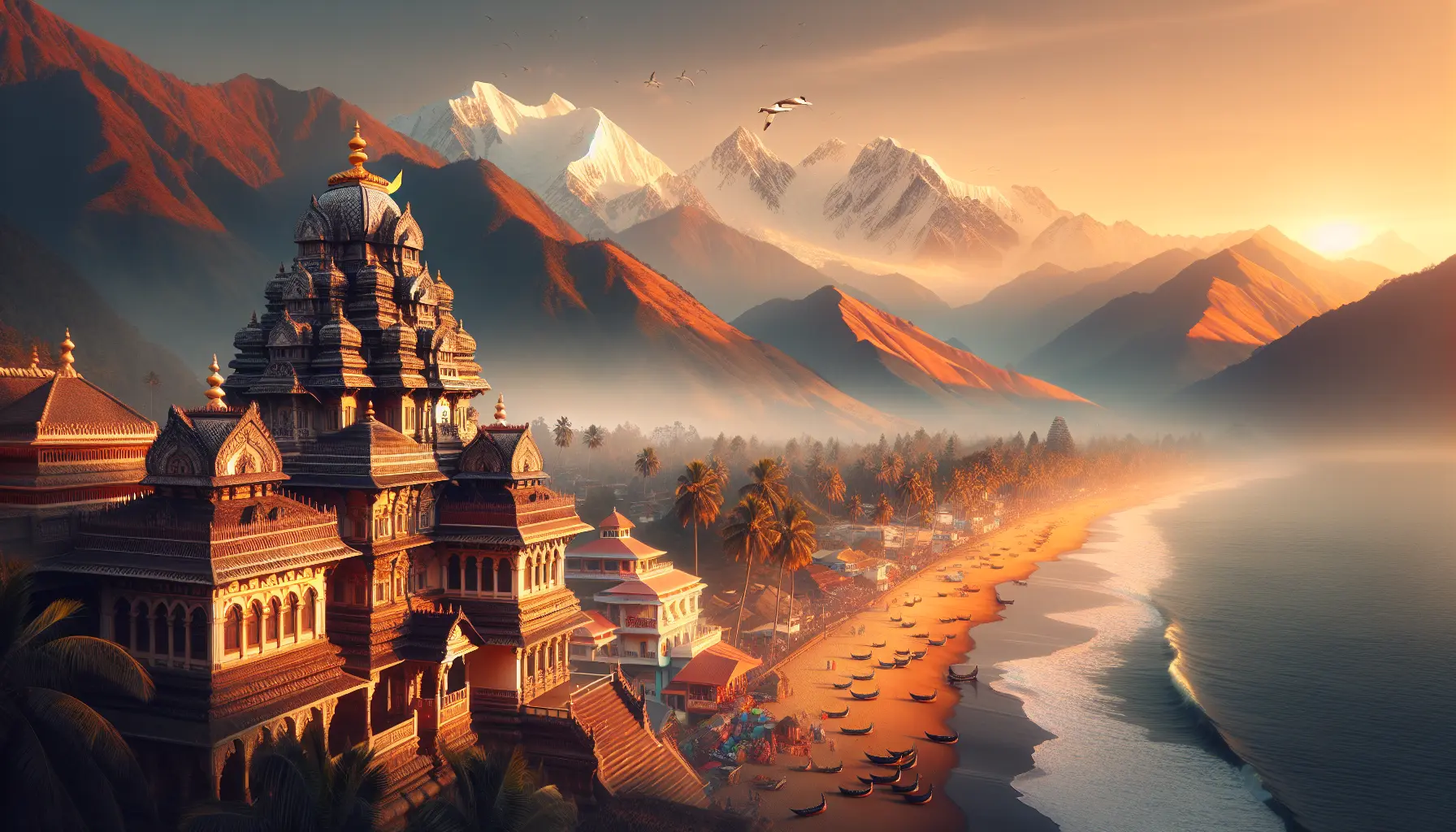 Vista panoramica dell'Himalaya con un cielo blu e nuvole bianche, rappresentativa della bellezza naturale dell'India.